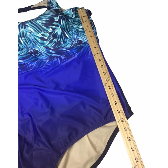 Swimsuits For All Women's Plus 30 Size Navy Blue High Neck One Piece - Picture 5 of 6